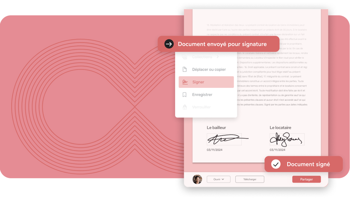 capture-document-envoye-solution-meet-oodrive capture d'écran "document envoyé pour signature" illustrant la solution sign d'oodrive